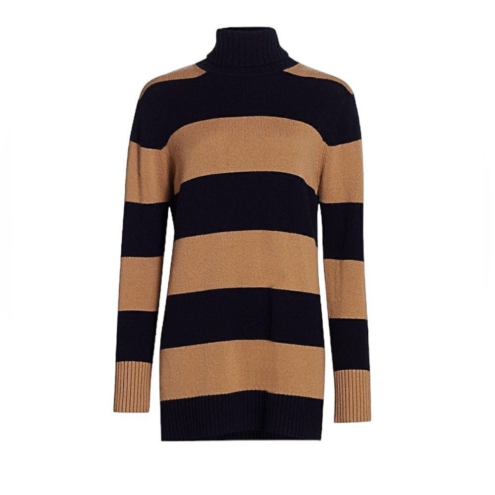 MaxMara Wool Cashmere Stripe Turtleneck Sweater‎ Large